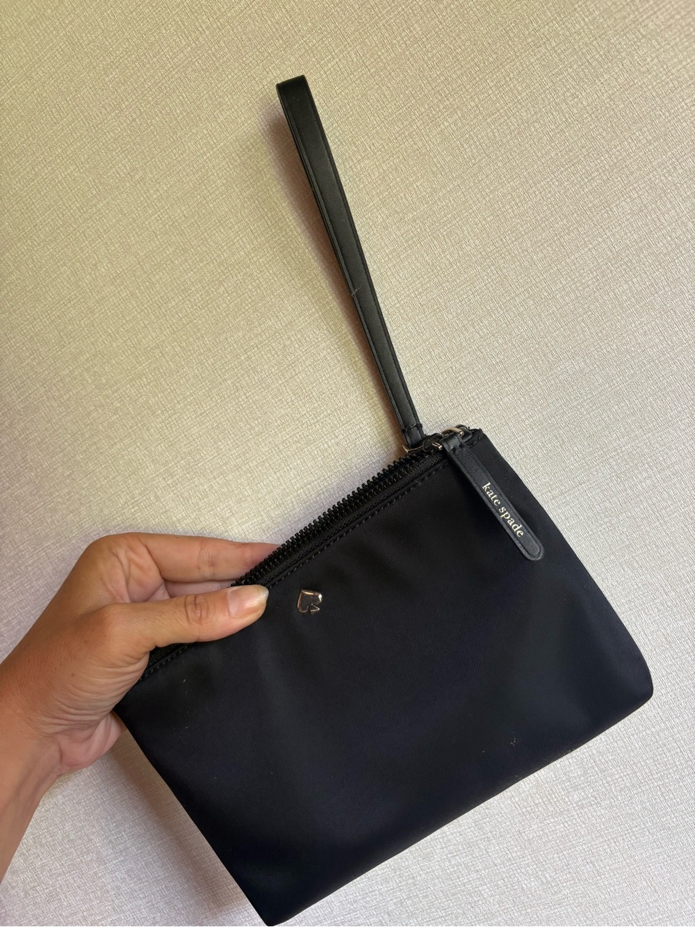 kate spade Black Nylon Wristlet Pouch with Logo Tab - Picture 2 of 5